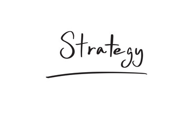 Fototapeta premium Strategy text font calligraphy hand written lettering script black color object icon strategy tactic planning teamwork management strategy vision development decision businessman businesswoman idea