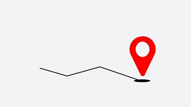 Animated video of location marker, pin icon. Concept Animation of location marker line path, map distance marker animation on green screen background.