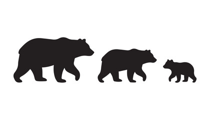 black and white silhouette set of bear very high quality vector illustration. © dinesh