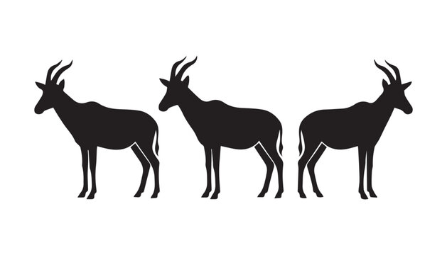black and white silhouette set of deer very high quality vector illustration.