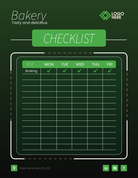 Bakery checklist Vector template