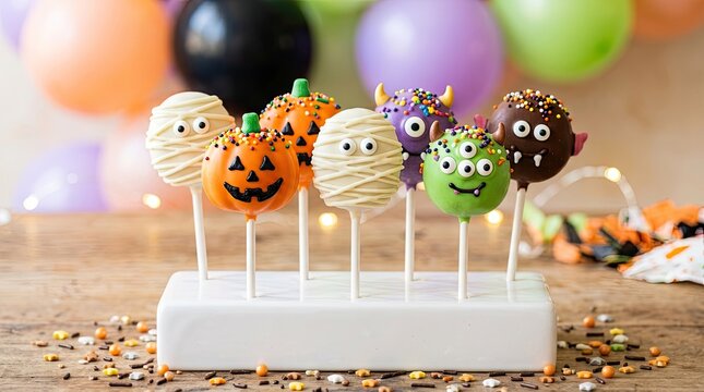 Spooky halloween treats colorful cake pops for parties and festive celebrations
