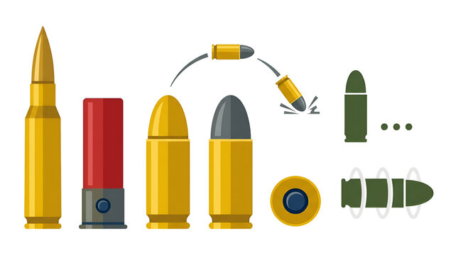 Bullet vector collection with various ammunition and caliber types