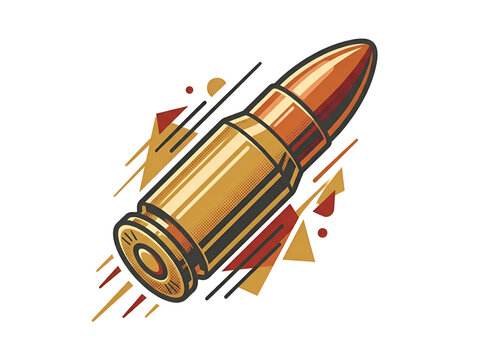 Flying gold bullet vector illustration with motion trails