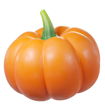 3D orange pumpkin, isolated on background. Autumn vegetable for Halloween, seasonal designs, Thanksgiving, fall banners, greeting cards, stickers, posters. 3d render
