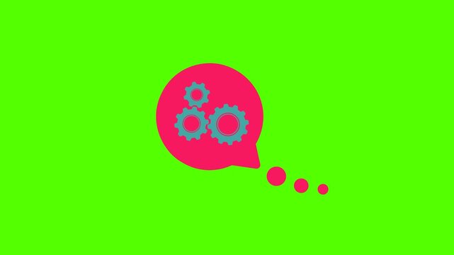 Animated video of two speech bubbles with a gear and a coin inside. A chat concept featuring speech bubbles about work, business, and education in a single-line style.