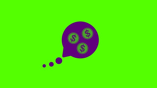 Animated video of two speech bubbles with a gear and a coin inside. A chat concept featuring speech bubbles about work, business, and education in a single-line style.