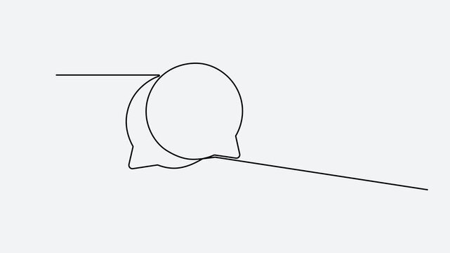 Animated video of two speech bubbles with a gear and a coin inside. A chat concept featuring speech bubbles about work, business, and education in a single-line style.