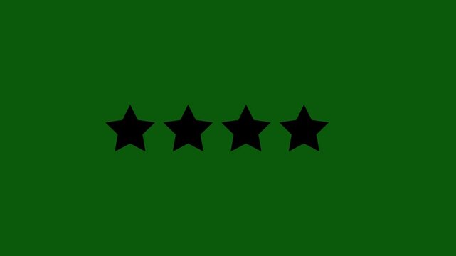Four black star rating icon template design vector illustration for customer product review feedback, premium quality evaluation ranking emblem, standard service satisfaction level status.