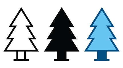 Fototapeta premium Tree icon vector set depicting coniferous forest pine fir