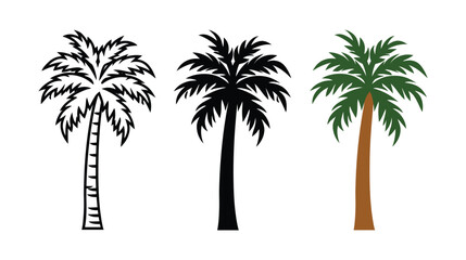 Fototapeta premium Palm icon vector set featuring tropical tree foliage style
