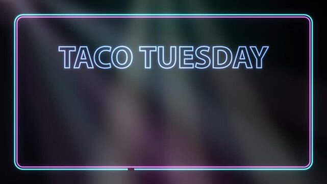 Neon Taco Tuesday Text Animation with Glowing Stage Light Background