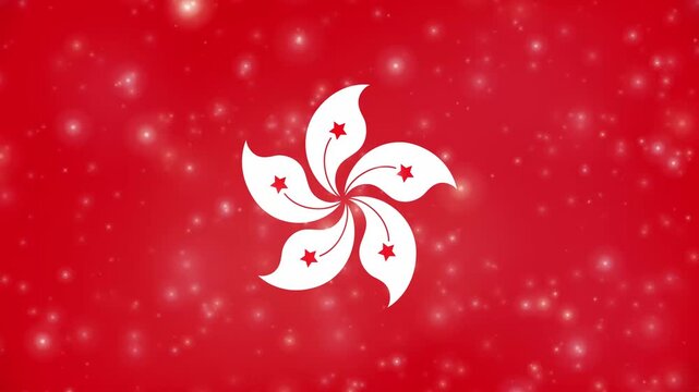 Hong Kong Flag Animation with Magic Glow Particles Drifting Up