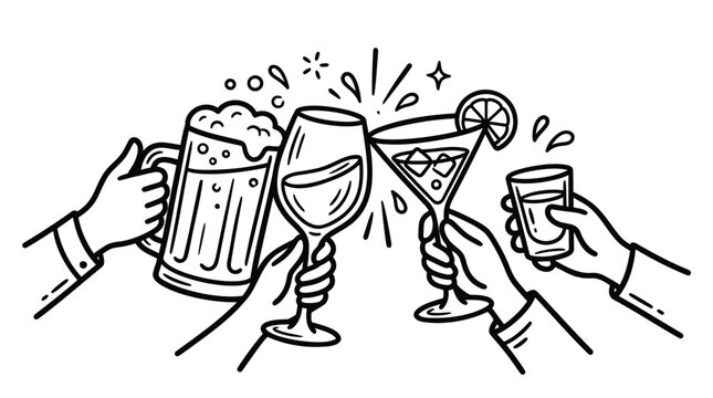 Drinks, Party, Celebration, Cheers, Vector Icons