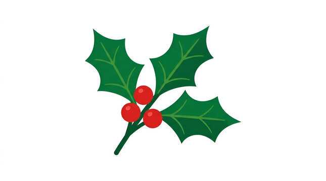 Christmas holly leaves vector with red berries illustration