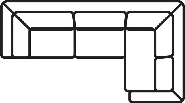 L shaped sectional sofa top view outline icon for interior design floor plan and furniture layout