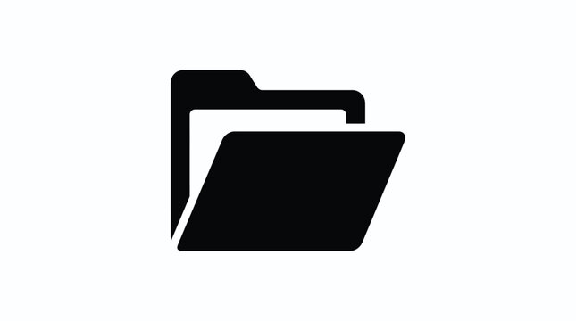 Open folder icon flat black silhouette directory