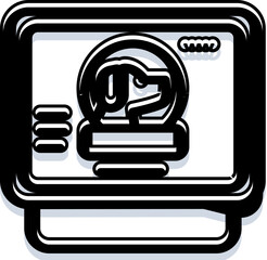 Naklejka premium Dog head icon appearing on a digital screen, symbolizing pet technology, digital veterinary services, or online animal care applications, with a clean and bold illustration style