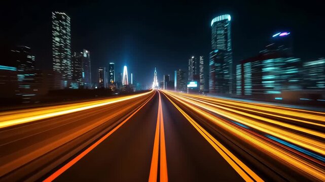 Futuristic Speed Motion Background with Blue and Orange Light Trails