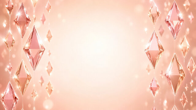 Elegant Background Frame with Sparkling Rose Gold Diamonds