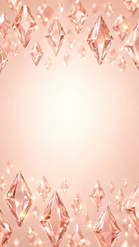 Elegant Background Frame with Sparkling Rose Gold Diamonds