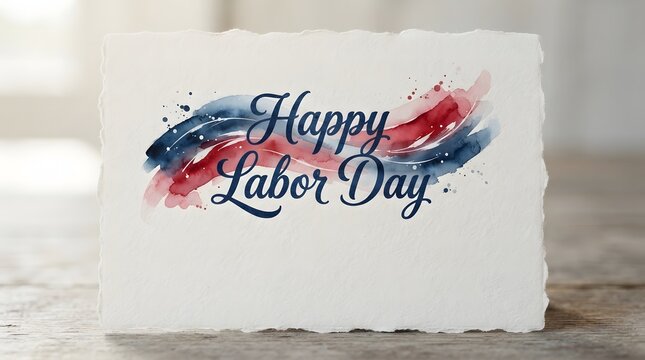 Happy Labor Day Watercolor Typography Background.
