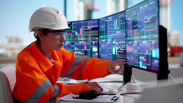 Woman Monitoring Oil And Gas Plant
