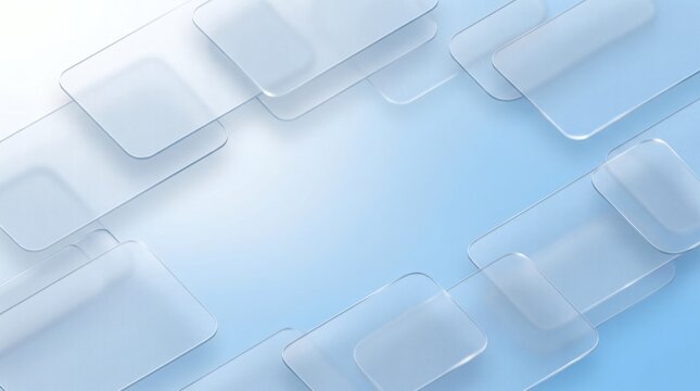 Isometric glassmorphism background with diagonal frosted glass panels and copy space