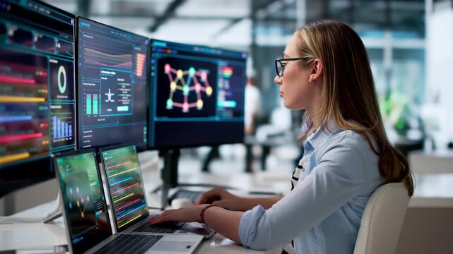 Cybersecurity Analyst Monitors Network Threats