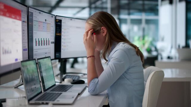 Tired Accountant Reviewing Financial Reports