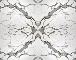 Fototapeta premium Symmetrical marble texture with abstract gray and white patterns, decorative natural stone for background.