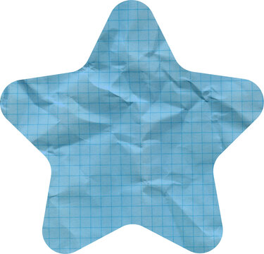 Blue Star Shaped Crumpled Graph Paper Grid Texture for Creative Office and School Design Elements