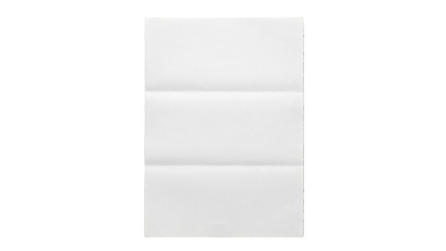 A white sheet of paper with two horizontal folds in the center, set against a background, of horizontal gray, and white stripes, for a clean look