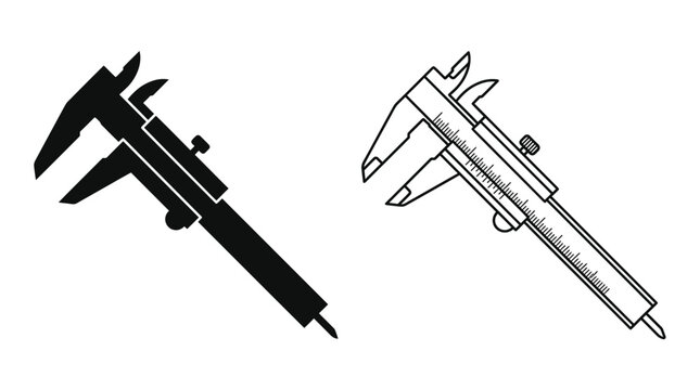 Vernier Caliper Illustration Black And White Line Art
