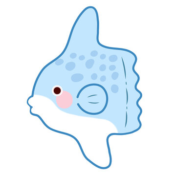Cartoon illustration of blue sunfish