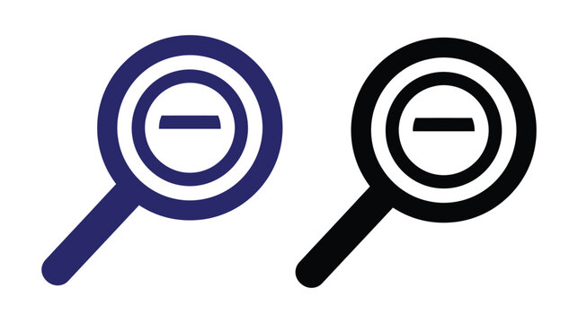 Magnifying glass icon minus sign zoom out thin line design
