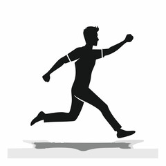 Fototapeta premium Silhouette of a man running fast forward in a dynamic pose with silhouette