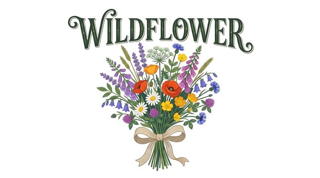 Wildflower bouquet floral hand drawn illustration art print design element