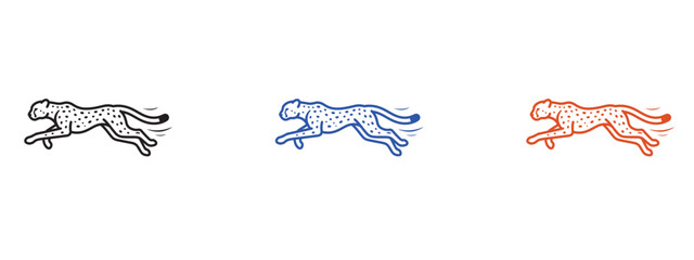 Running cheetah icon set featuring speed and agility, wildlife © Qureshi