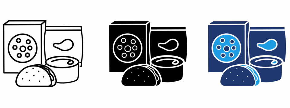 Fast Food Snacks icon collections. Containing Taco, Cookie Box, Chips, Canned Dip and more icons.