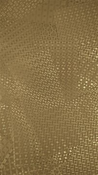 Vertical 4K video panning across overlapping gold playing cards with reflective geometric patterns creating a luxury abstract background.