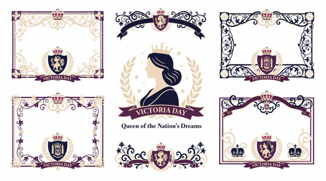 victoria day, queen silhouette, ornate frames