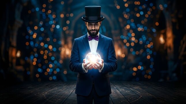 Mysterious fortune teller with crystal ball happy halloween spooky magic