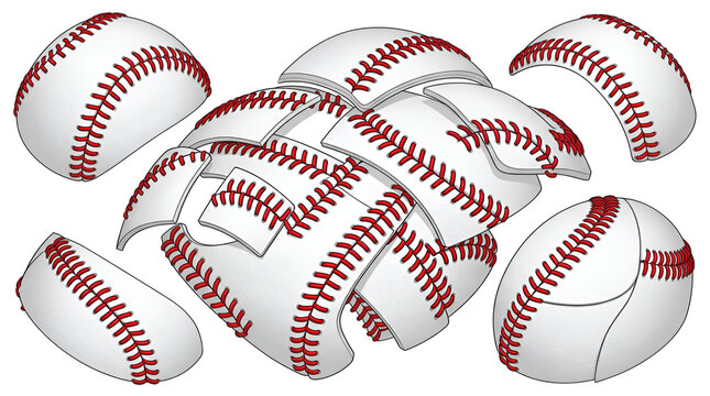 Baseball stitches vector elements set for sports graphics