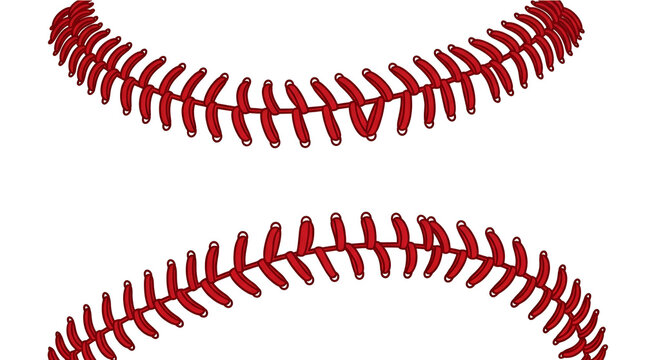 Baseball stitches vector red seam pattern on white background