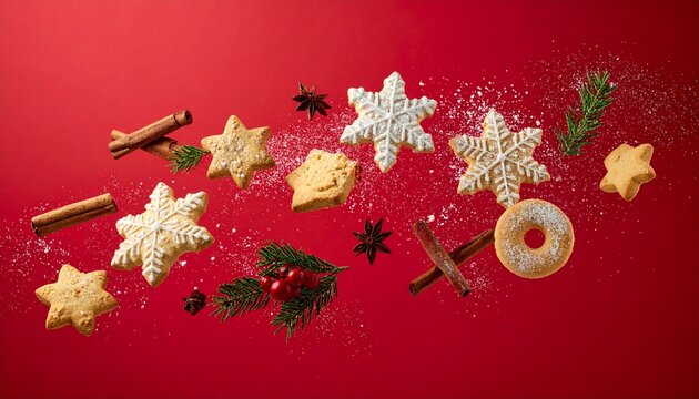 Levitating Gingerbread Cookies Abstract Background