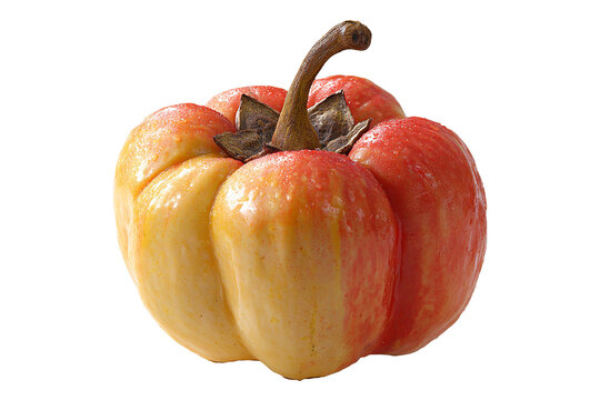 Fresh wax apple isolated on transparent background, realistic tropical fruit PNG cutout with glossy red skin texture