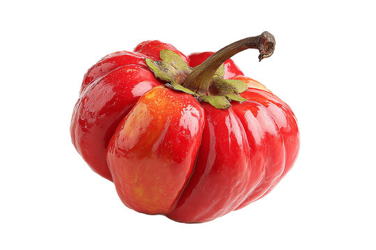 Fresh wax apple isolated on transparent background, realistic tropical fruit PNG cutout with glossy red skin texture