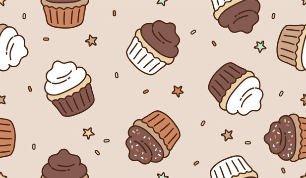 Cute cupcakess pattern background vector design