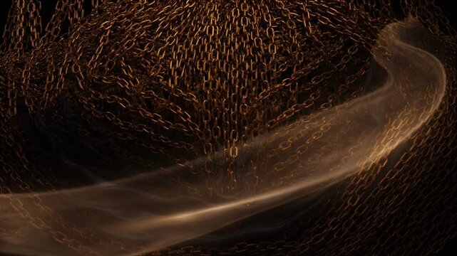 Luxury light overlay background swirl chain abstract glow motion golden shimmer metal texture elegant mystic design fantasy art with glowing metallic pattern creating dramatic depth and rich visual